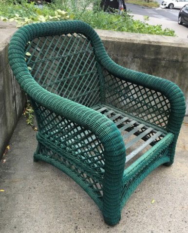Contemporary Green Painted Wicker Armchair (1 of 4)