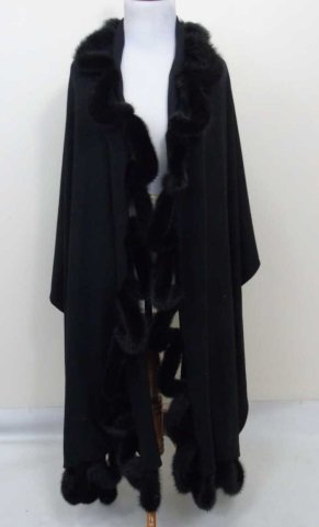 Adrienne Landau Black Fabric & Mink Wrap / Shawl (1 of 4)