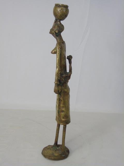 African Benin Style Cast Bronze Statue of a Lady (1 of 7)