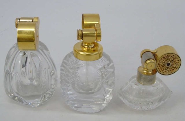 Vintage Crystal Perfume Bottles w Gilt Atomizers (1 of 10)