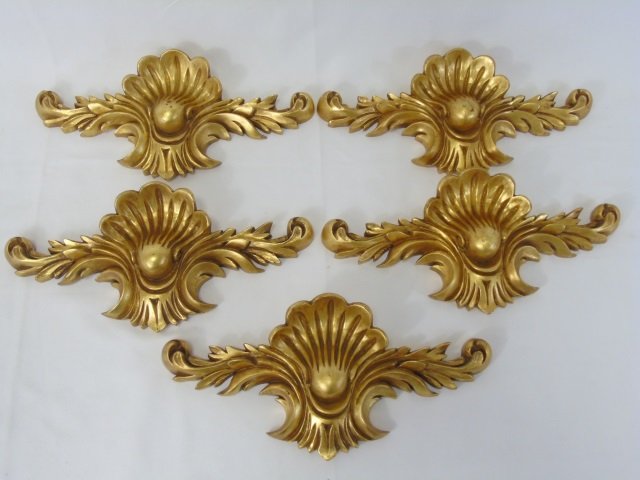 Five Carved Gilt Wood Decorative Panels / Plaques (1 of 3)