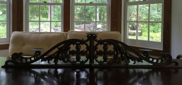 Antique Cast Iron Scrollwork Three Arm Candelabra (1 of 3)