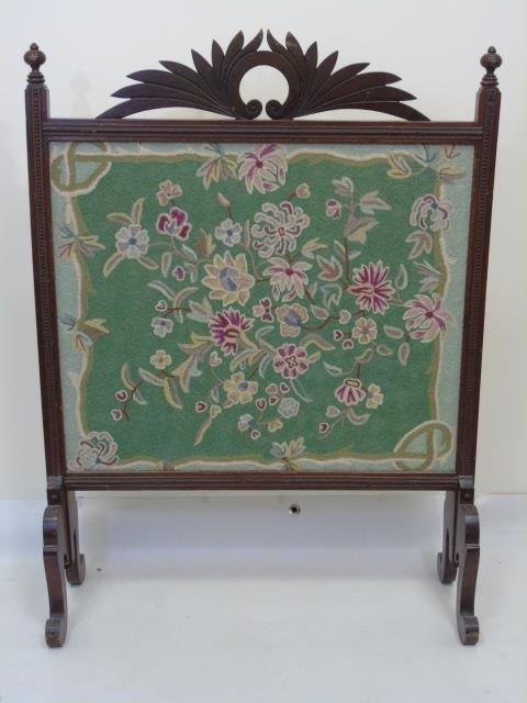 Antique Needlepoint & Mahogany Fire Screen (1 of 5)