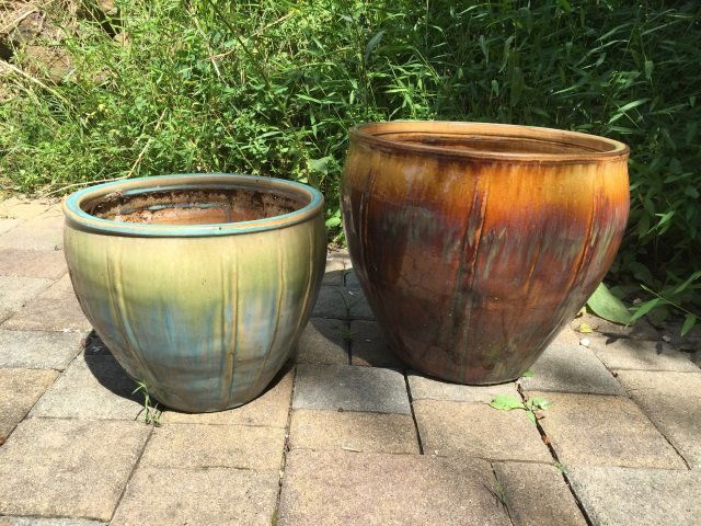 Two Contemporary Glazed Garden Planter Pots (1 of 3)