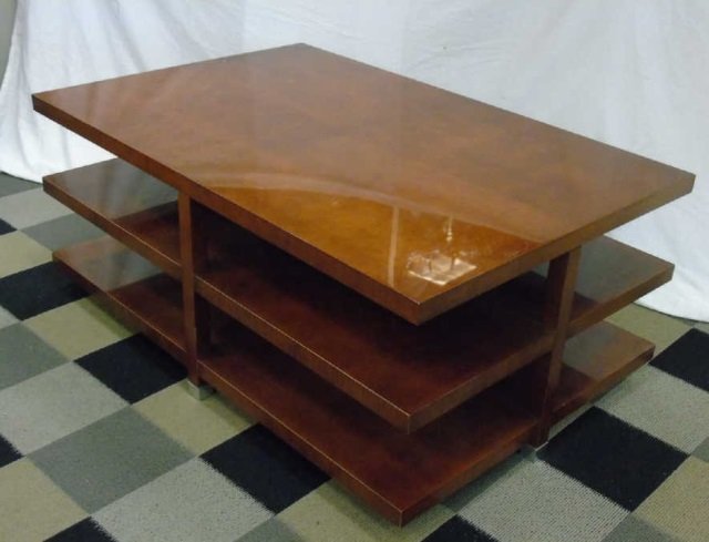 Contemporary Modern Three Tier Burl Coffee Table (1 of 4)