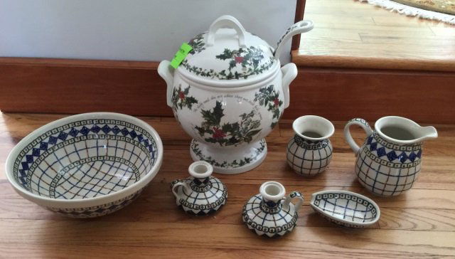 Assorted Vintage Polish Painted Pottery Items (1 of 5)