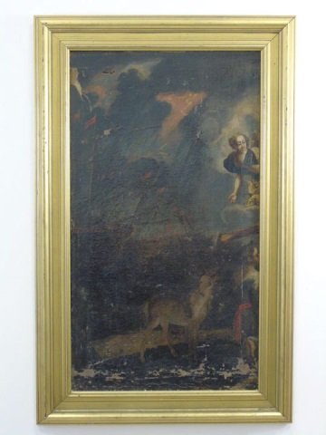 Oil on Canvas Remnant of Diana and Stag Painting (1 of 5)