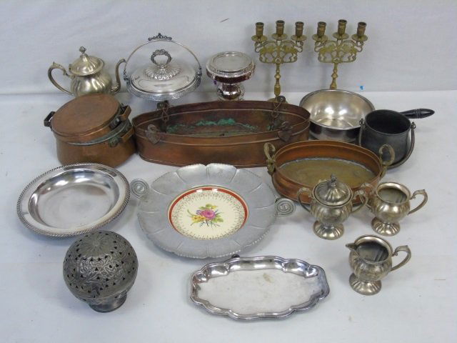 Assorted Silver Plate Metal Serving Items Tea Set (1 of 8)