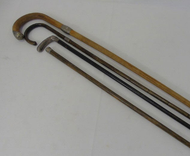 Four Antique English Sterling Silver Mounted Canes (1 of 9)