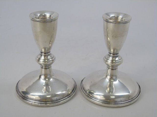 Pair Antique Sterling Silver Single Candlesticks (1 of 3)