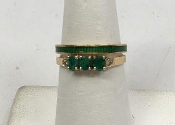 Estate Yellow Gold Emerald Diamond & Enamel Rings (1 of 10)