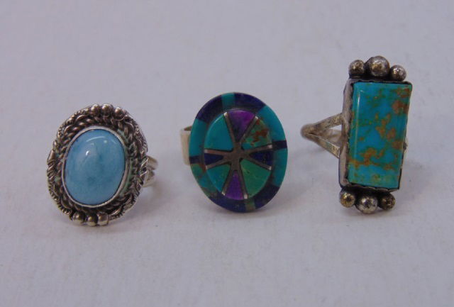 Three Vintage Native American Sterling Rings (1 of 5)