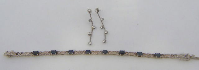 Sterling Silver Bracelet w/ Blue Gemstones (1 of 10)