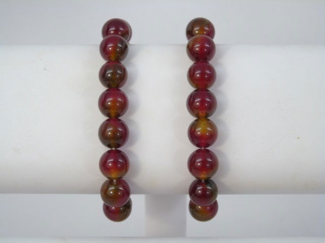 Pair Carved Round Bead Spinel Bracelets (1 of 5)