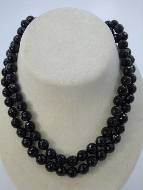 Pair Faceted Black Onyx Beaded Necklace Strands (1 of 4)