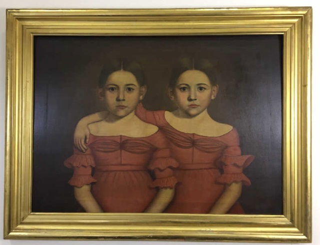 Early American 19th C Portrait Painting of Twins (1 of 9)