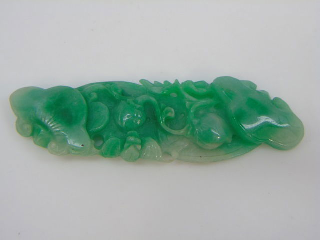 Chinese Carved Green Jade Ruyi Scepter (1 of 5)