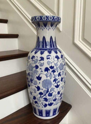 Large Chinese Porcelain Canton Blue & White Vase (1 of 4)