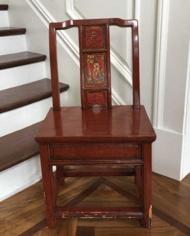Antique Chinese Lacquer Paint Mandarin Style Chair (1 of 4)