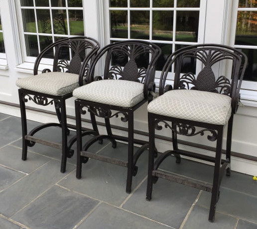 Three Brown Jordan Cast Iron Outdoor Bar Stools (1 of 6)