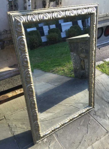 Contemporary Silver Leaf Carved Frame Mirror (1 of 4)