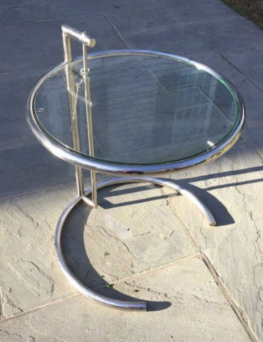Mid Century Style Chrome & Glass Round End Table (1 of 4)