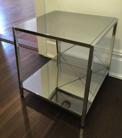 Contemporary Modern Chrome Tone Metal End Table (1 of 3)