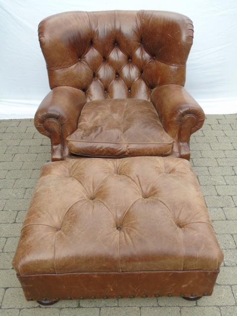Contemporary Ralph Lauren Tufted Leather Armchair (1 of 8)