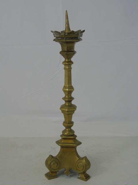 Antique 19th C Gilt Brass Candlestick Pricket (1 of 5)
