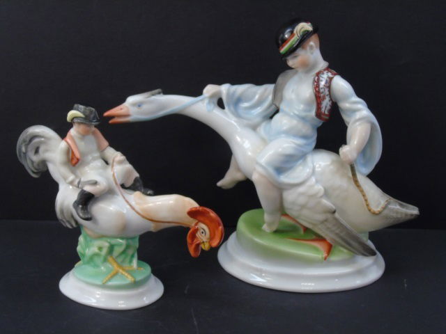 Herend of Hungary - 2 Boys Riding Rooster & Goose (1 of 8)
