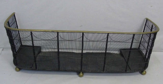 Antique 19th C Gilt Brass & Iron Fireplace Fender (1 of 4)