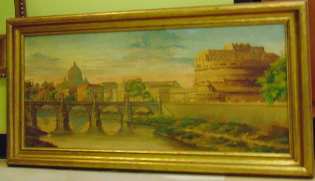 Framed Painting - Scene of Roman Bridge (1 of 3)