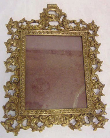Antique Scrollwork Motif Gilt Metal Table Mirror (1 of 4)