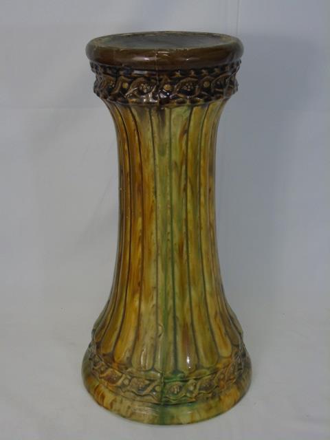 Antique Majolica Glazed Pottery Plant Pedestal (1 of 3)