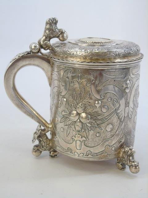 Antique Danish Frederick IV Figural Silver Tankard (1 of 10)