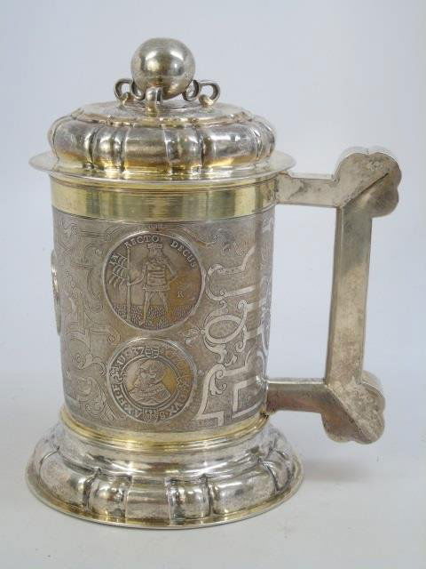 Large Antique German Silver Coin Mounted Tankard (1 of 10)