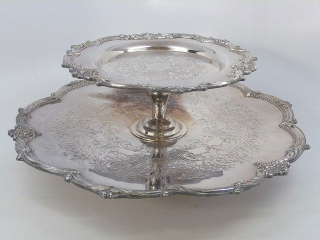 Large Silver Plate on Copper Lazy Susan Server (1 of 5)