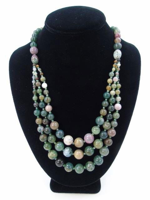 Multi Strand Agate Hardstone Beaded Necklace (1 of 4)