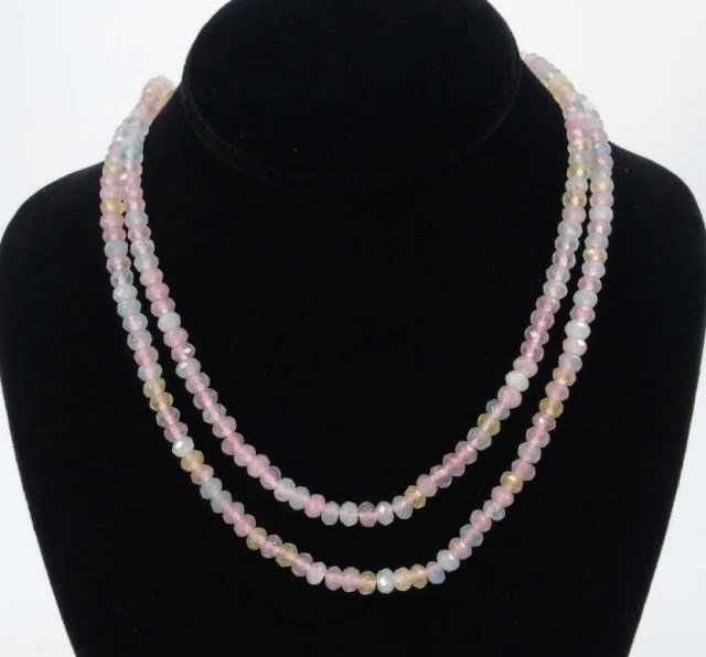 Pair Tourmaline & Topaz Faceted Bead Necklaces (1 of 4)