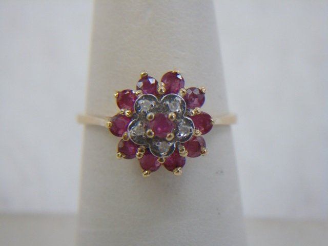 Estate 14kt Yellow Gold Diamond & Ruby Ring (1 of 6)