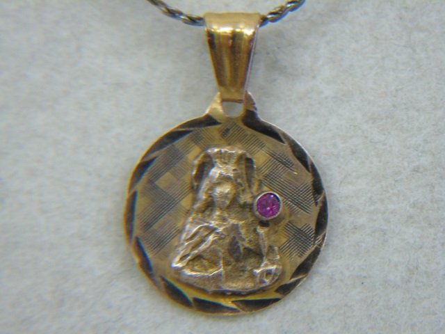 Vintage 14kt Yellow Gold & Ruby Pendant on Chain (1 of 4)