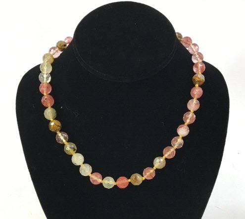 Hand Knotted Faceted Morganite Necklace Strand: Hand Knotted Faceted Morganite Necklace Strand. Hand knotted silk thread. Tests as Morganite. Measures nearly 18 inches in length.