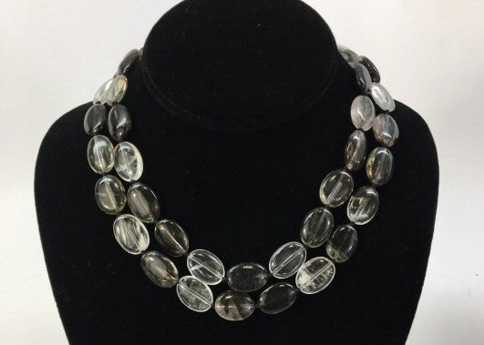 Pair Carved Oval Disc Bead Tourmaline Necklace (1 of 5)