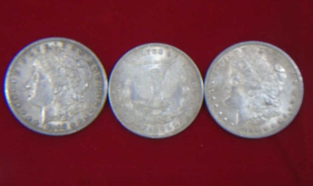 1878, 1890 & 1890 US Silver One Dollar Coins (1 of 4)