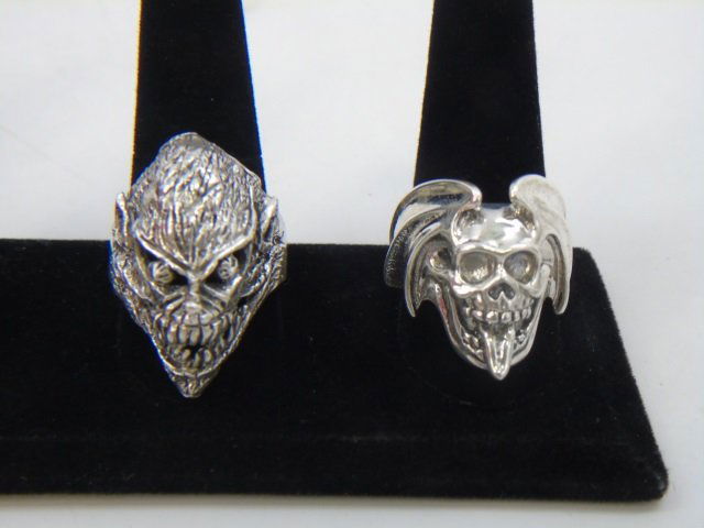Two Contemporary Sterling Silver Skull Rings (1 of 10)
