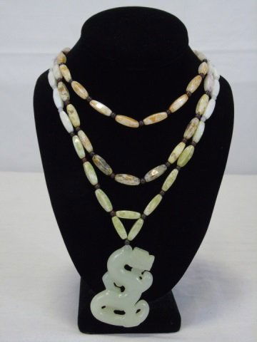 Vintage Carved Jade Chinese Dragon Necklace (1 of 3)