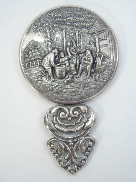 Vintage Danish Silver Repousse Hand Mirror (1 of 4)