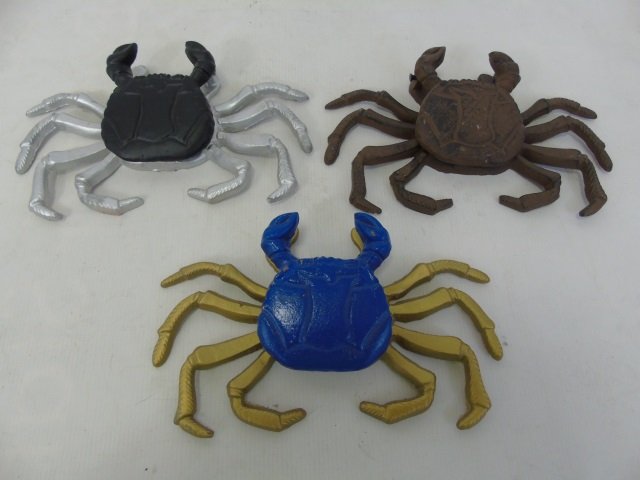 Three Hand Painted Metal Crab Motif Door Knockers: Three Hand Painted Metal Crab Motif Door Knockers. Each approximately 10 x 6.5 inches.