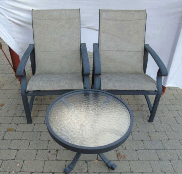 Pair Contemporary Patio / Deck Chairs & End Table (1 of 6)
