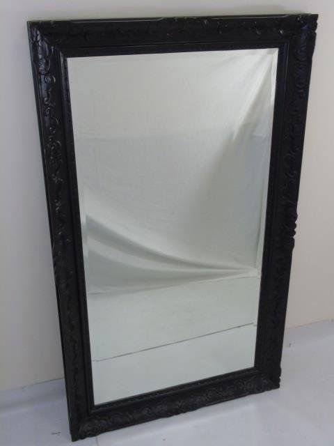 Large Black Painted Carved Wood Mirror Frame (1 of 4)